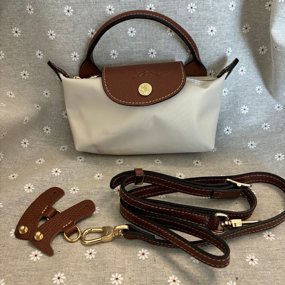 Longchamp Mini Bag in Cream and Brown
